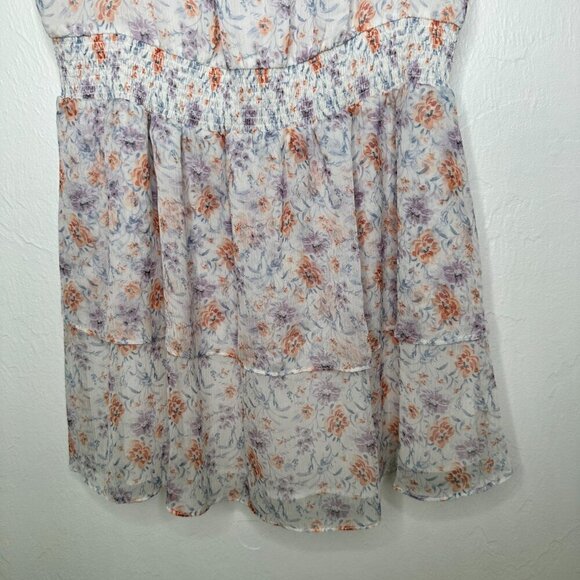 1. State Size S White, Purple & Orange Print Polyester Short Sleeve Dress - Picture 3 of 8